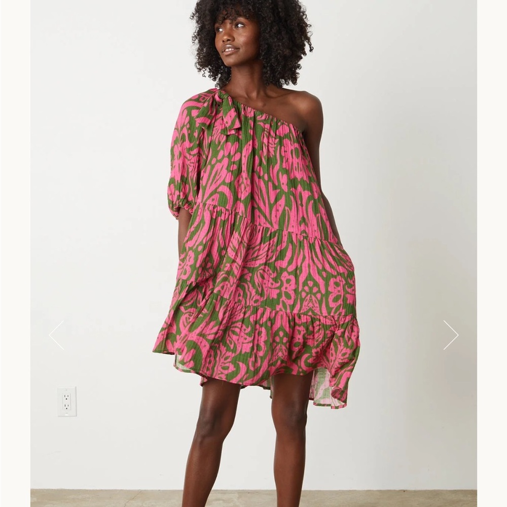 Velvet by Graham & Spencer Pink and Green Patterned Dress